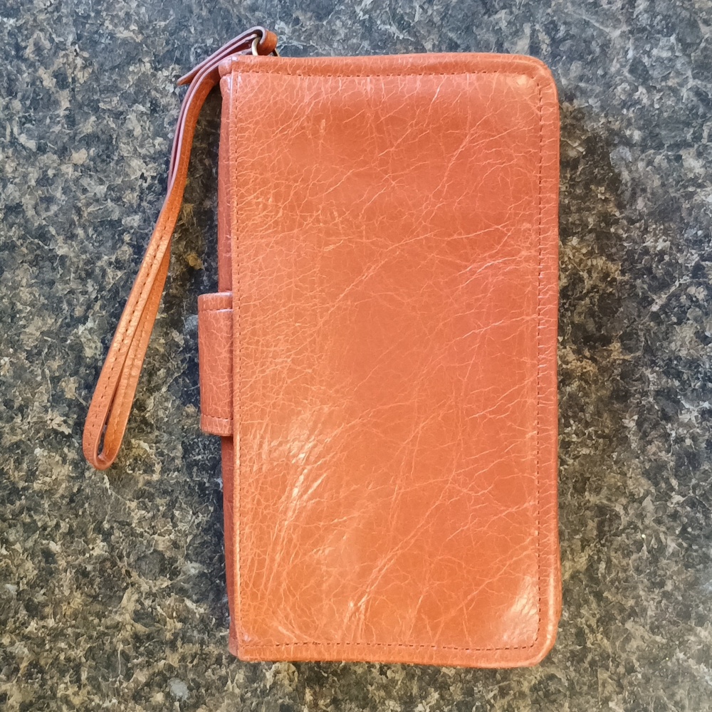 Hobo Brown Leather Wristlet Wallet - Picture 3 of 11